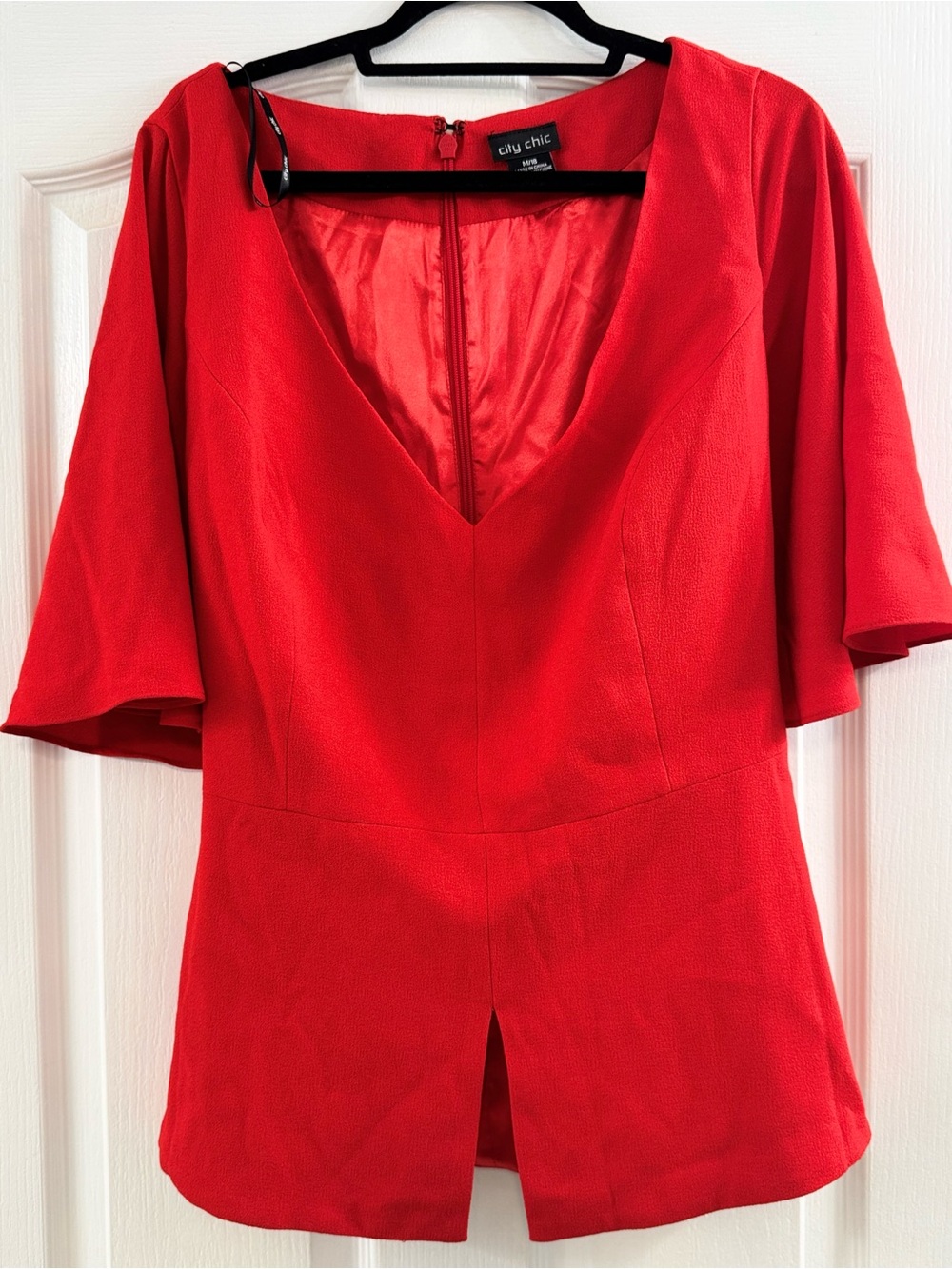 City Chic bright red V-neck top